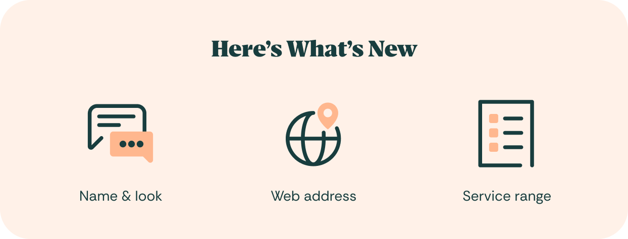 Illustration showing what’s new with Konnect You, including its name and look, web address, and service range.