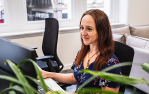 Web developer Brianne at work